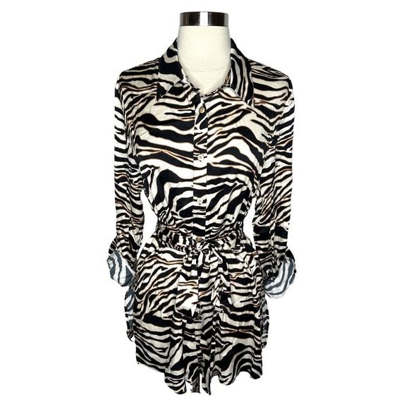 Chloe Kristyn Lavendula Black Zebra Print Blouse - Size Large - Picture 1 of 8